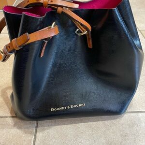 Dooney & Bourke Black and Tan Shoulder Bag